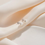 Freashwater Pearl 14K Gold Plated 925 Sterling Silver Loaf Shaped Pearls Earrings TQ