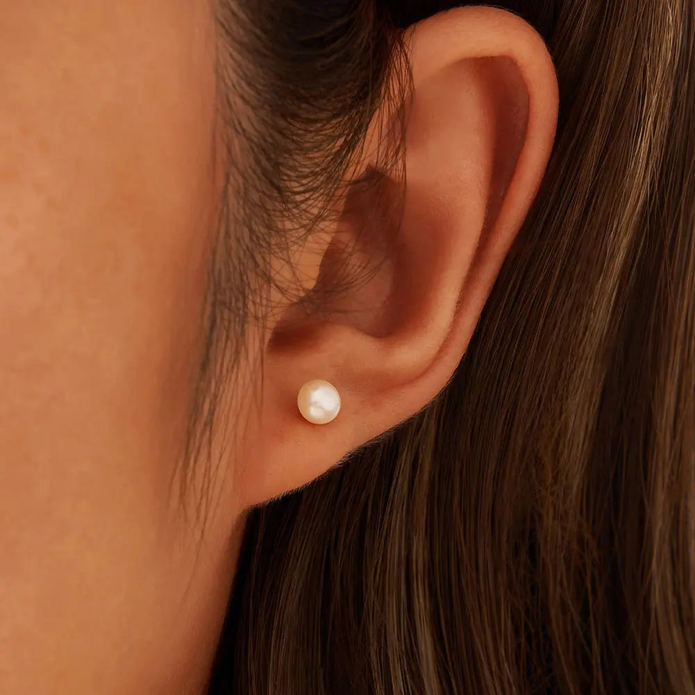 Freashwater Pearl 14K Gold Plated 925 Sterling Silver Loaf Shaped Pearls Earrings TQ