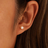 Freashwater Pearl 14K Gold Plated 925 Sterling Silver Loaf Shaped Pearls Earrings TQ