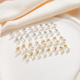 Freashwater Pearl 14K Gold Plated 925 Sterling Silver Loaf Shaped Pearls Earrings TQ