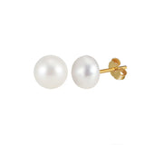 Freashwater Pearl 14K Gold Plated 925 Sterling Silver Loaf Shaped Pearls Earrings TQ