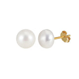 Freashwater Pearl 14K Gold Plated 925 Sterling Silver Loaf Shaped Pearls Earrings TQ