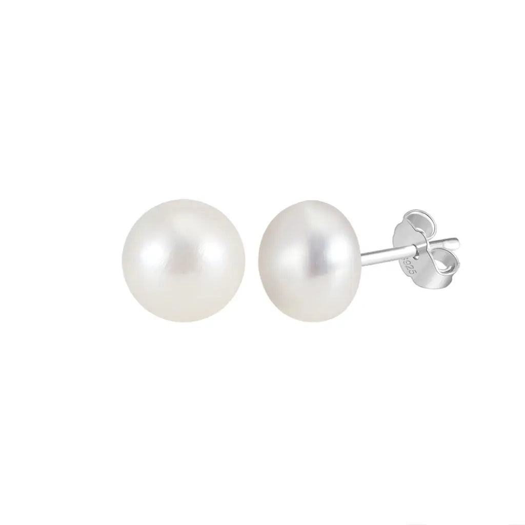 Freashwater Pearl 14K Gold Plated 925 Sterling Silver Loaf Shaped Pearls Earrings TQ