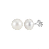 Freashwater Pearl 14K Gold Plated 925 Sterling Silver Loaf Shaped Pearls Earrings TQ