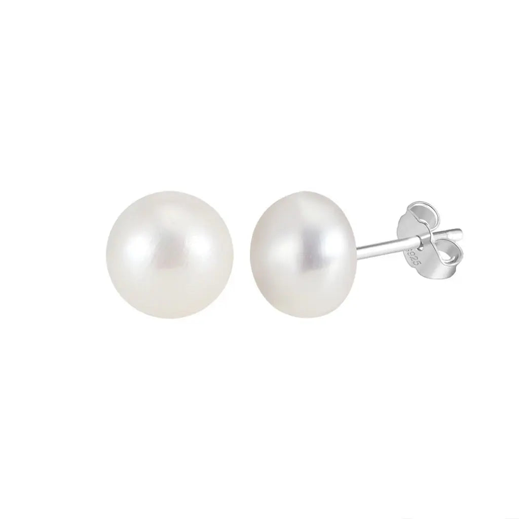 Freashwater Pearl 14K Gold Plated 925 Sterling Silver Loaf Shaped Pearls Earrings TQ
