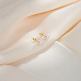 Freashwater Pearl 14K Gold Plated 925 Sterling Silver Perfect Round Pearl Earrings TQ
