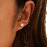 Freashwater Pearl 14K Gold Plated 925 Sterling Silver Perfect Round Pearl Earrings TQ