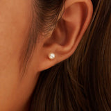 Freashwater Pearl 14K Gold Plated 925 Sterling Silver Perfect Round Pearl Earrings TQ