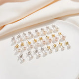 Freashwater Pearl 14K Gold Plated 925 Sterling Silver Perfect Round Pearl Earrings TQ