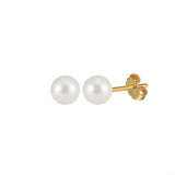 Freashwater Pearl 14K Gold Plated 925 Sterling Silver Perfect Round Pearl Earrings TQ