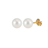 Freashwater Pearl 14K Gold Plated 925 Sterling Silver Perfect Round Pearl Earrings TQ