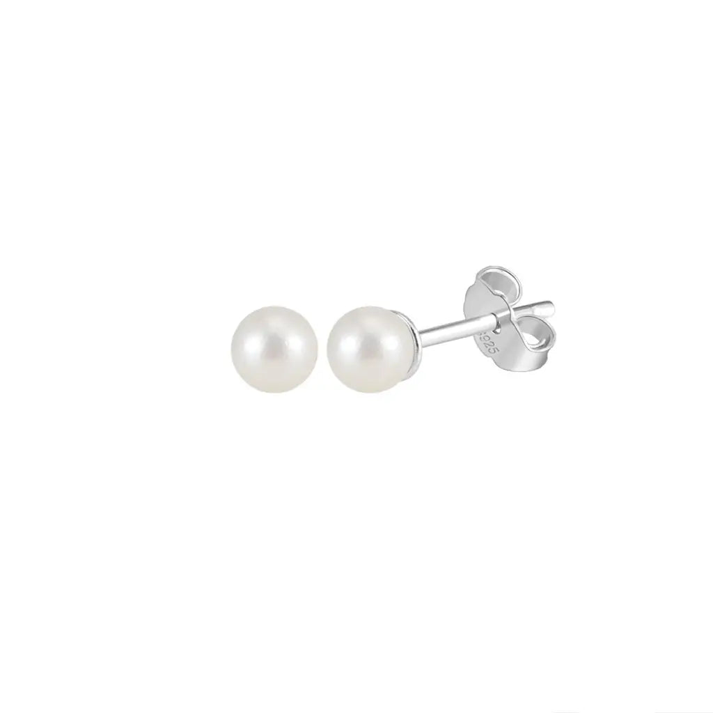 Freashwater Pearl 14K Gold Plated 925 Sterling Silver Perfect Round Pearl Earrings TQ