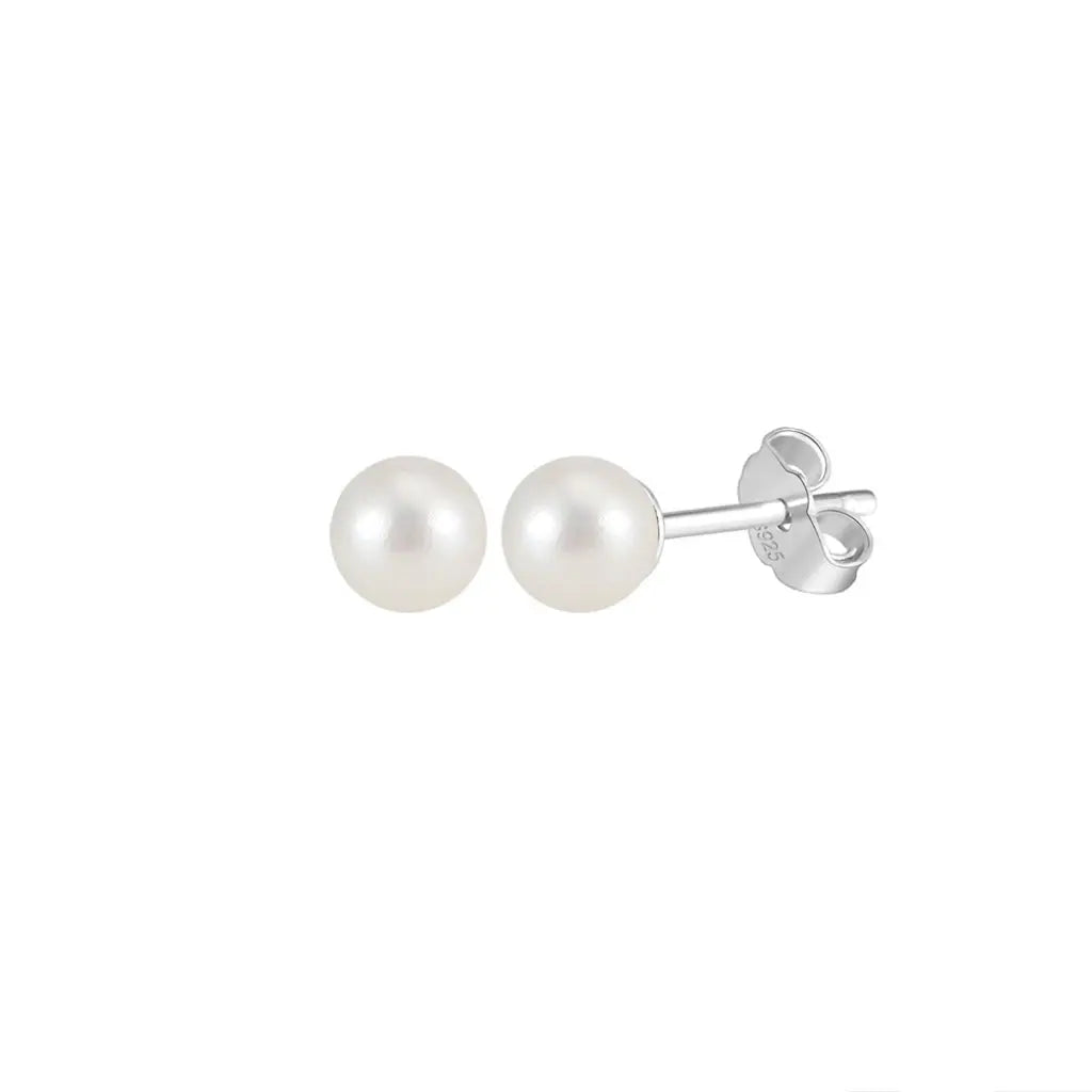 Freashwater Pearl 14K Gold Plated 925 Sterling Silver Perfect Round Pearl Earrings TQ