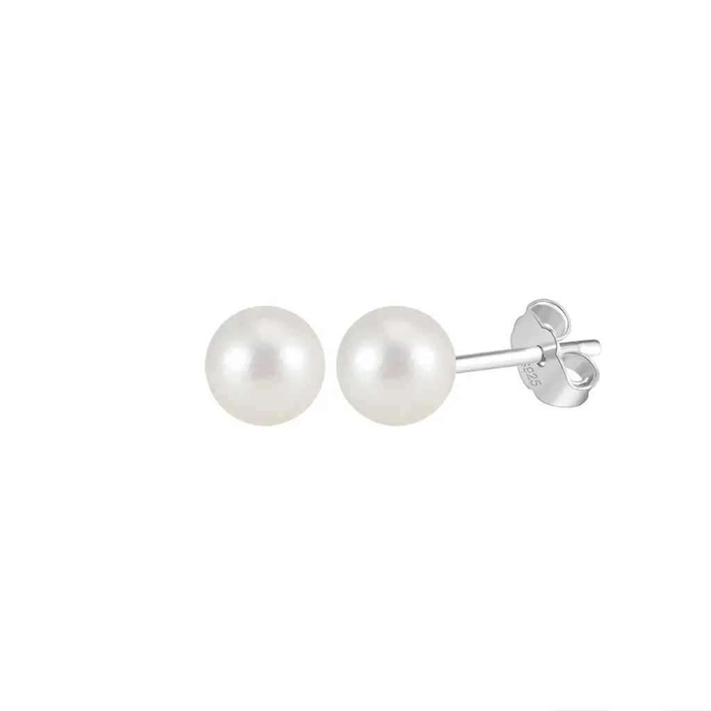 Freashwater Pearl 14K Gold Plated 925 Sterling Silver Perfect Round Pearl Earrings TQ