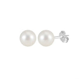 Freashwater Pearl 14K Gold Plated 925 Sterling Silver Perfect Round Pearl Earrings TQ