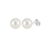 Freashwater Pearl 14K Gold Plated 925 Sterling Silver Perfect Round Pearl Earrings TQ