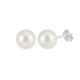 Freashwater Pearl 14K Gold Plated 925 Sterling Silver Perfect Round Pearl Earrings TQ