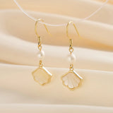 Cultured Freashwater Pearl 14K Gold Plated 925 Sterling Silver Natural Shell Earrings TQ
