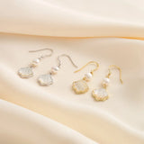 Cultured Freashwater Pearl 14K Gold Plated 925 Sterling Silver Natural Shell Earrings TQ