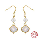 Cultured Freashwater Pearl 14K Gold Plated 925 Sterling Silver Natural Shell Earrings TQ