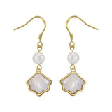 Cultured Freashwater Pearl 14K Gold Plated 925 Sterling Silver Natural Shell Earrings TQ