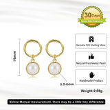 Cultured Freshwater Pearl 925 Sterling Silver 14K Gold Plated French Vintage Large Pearl Earrings TQ