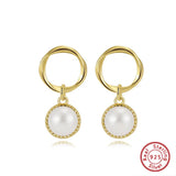 Cultured Freshwater Pearl 925 Sterling Silver 14K Gold Plated French Vintage Large Pearl Earrings TQ