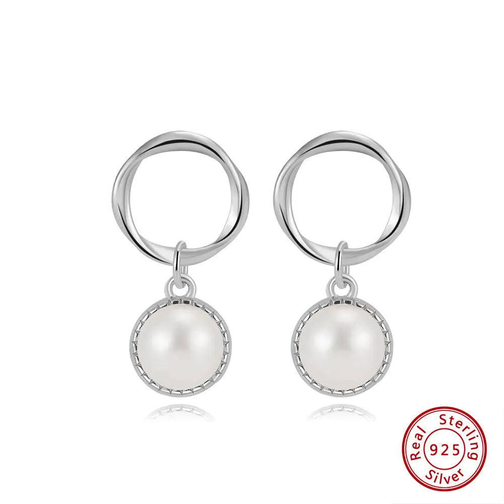 Cultured Freshwater Pearl 925 Sterling Silver 14K Gold Plated French Vintage Large Pearl Earrings TQ