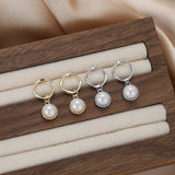 Cultured Freshwater Pearl 925 Sterling Silver 14K Gold Plated French Vintage Large Pearl Earrings TQ