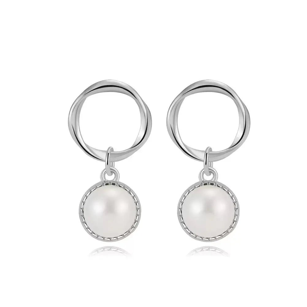 Cultured Freshwater Pearl 925 Sterling Silver 14K Gold Plated French Vintage Large Pearl Earrings TQ