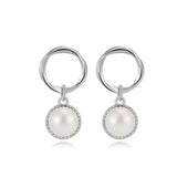 Cultured Freshwater Pearl 925 Sterling Silver 14K Gold Plated French Vintage Large Pearl Earrings TQ