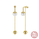 Cultured Freashwater Pearl 14K Gold Plated 925 Sterling Silver Drop Bead Earrings TQ