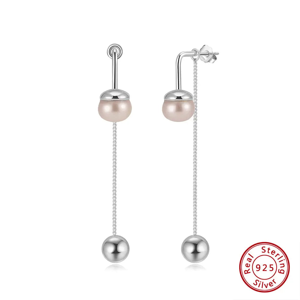 Cultured Freashwater Pearl 14K Gold Plated 925 Sterling Silver Drop Bead Earrings TQ