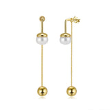Cultured Freashwater Pearl 14K Gold Plated 925 Sterling Silver Drop Bead Earrings TQ