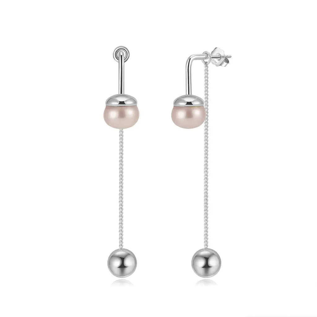 Cultured Freashwater Pearl 14K Gold Plated 925 Sterling Silver Drop Bead Earrings TQ