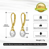 Cultured Freashwater Pearl 14K Gold Plated 925 Sterling Silver French D-shaped Buckle Earrings TQ