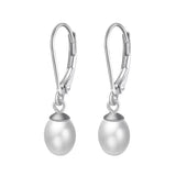 Cultured Freashwater Pearl 14K Gold Plated 925 Sterling Silver French D-shaped Buckle Earrings TQ