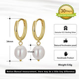 Cultured Freashwater Pear 925 Sterling Silver 14K Gold Plated French Versatile Earrings TQ