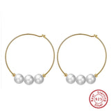 Cultured Freashwater Pear 14K Gold Plated 925 Sterling Silver Big Earrings TQ