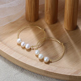 Cultured Freashwater Pear 14K Gold Plated 925 Sterling Silver Big Earrings TQ
