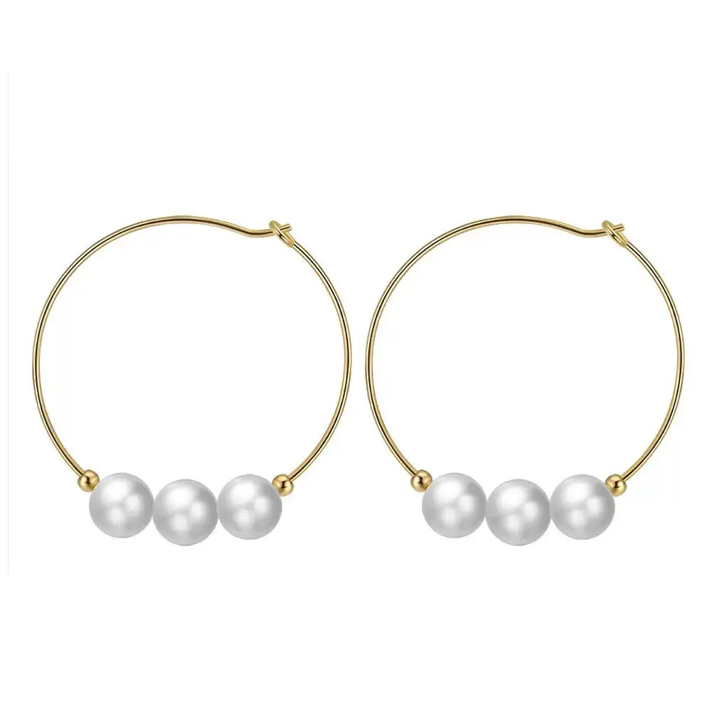 Cultured Freashwater Pear 14K Gold Plated 925 Sterling Silver Big Earrings TQ