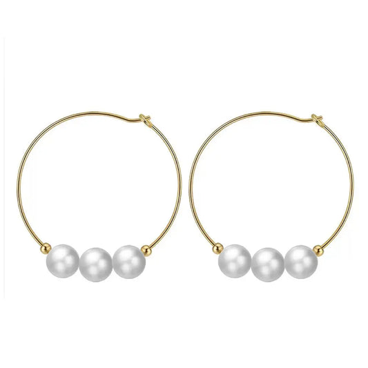 Cultured Freashwater Pear 14K Gold Plated 925 Sterling Silver Big Earrings TQ