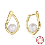 Cultured Freashwater Pear 14K Gold Plated 925 Sterling Silver Light Luxury Earrings TQ