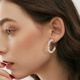 Cultured Freashwater Pear 14K Gold Plated 925 Sterling Silver Baroque Bead Earrings TQ