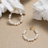 Cultured Freashwater Pear 14K Gold Plated 925 Sterling Silver Baroque Bead Earrings TQ