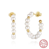 Cultured Freashwater Pear 14K Gold Plated 925 Sterling Silver Baroque Bead Earrings TQ