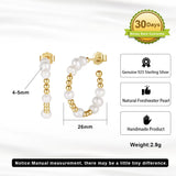 Cultured Freashwater Pear 14K Gold Plated 925 Sterling Silver Round beads With Pearls Earrings TQ
