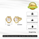 Cultured Freashwater Pear 14K Gold Plated 925 Sterling Silver Flower Shaped Earrings TQ