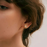 Cultured Freashwater Pear 14K Gold Plated 925 Sterling Silver Flower Shaped Earrings TQ