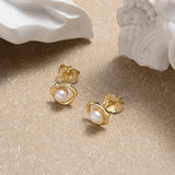Cultured Freashwater Pear 14K Gold Plated 925 Sterling Silver Flower Shaped Earrings TQ